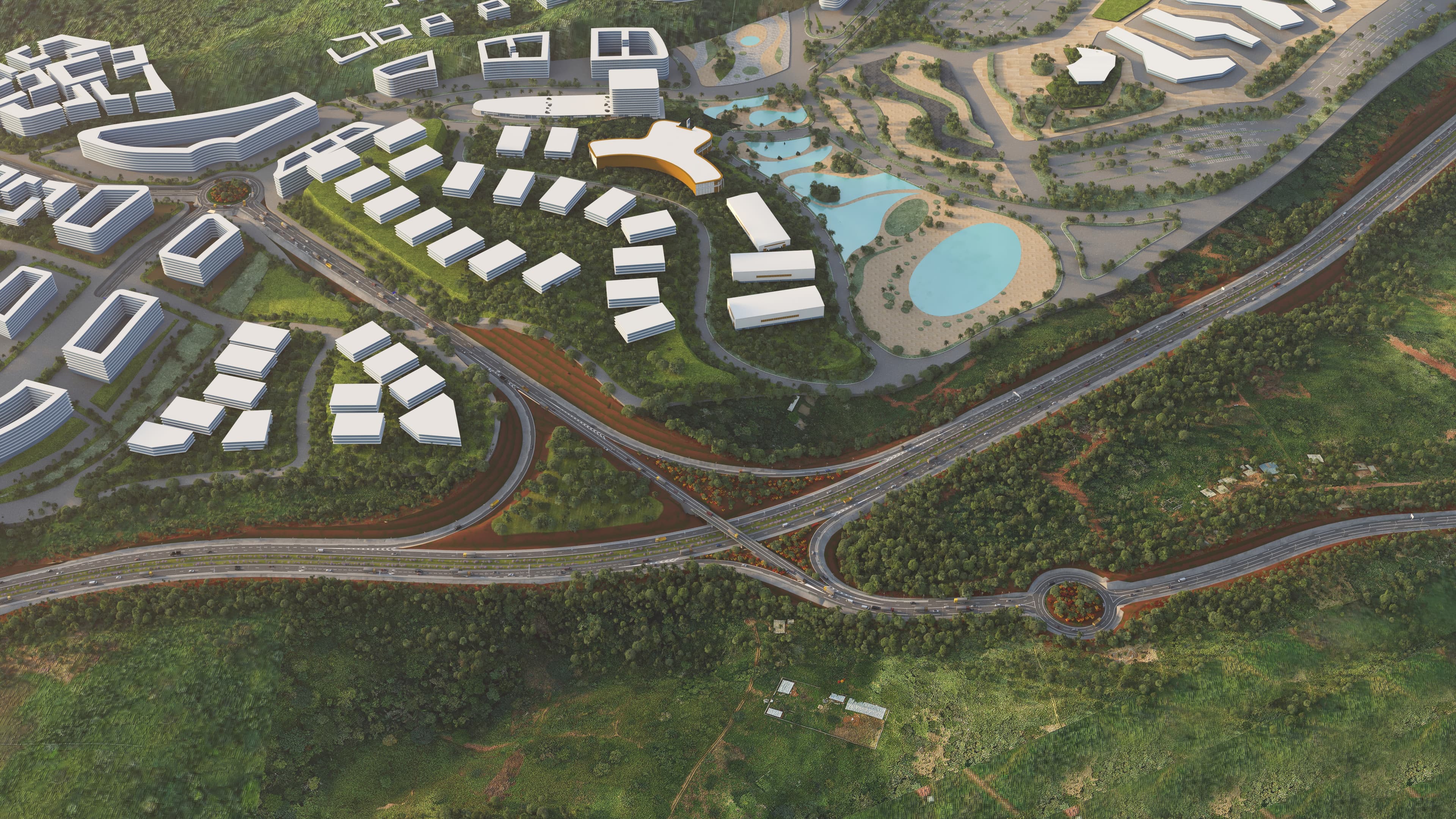Vue aérienne EC5 — Pôle Sud, Voie de Contournement de Yaoundé